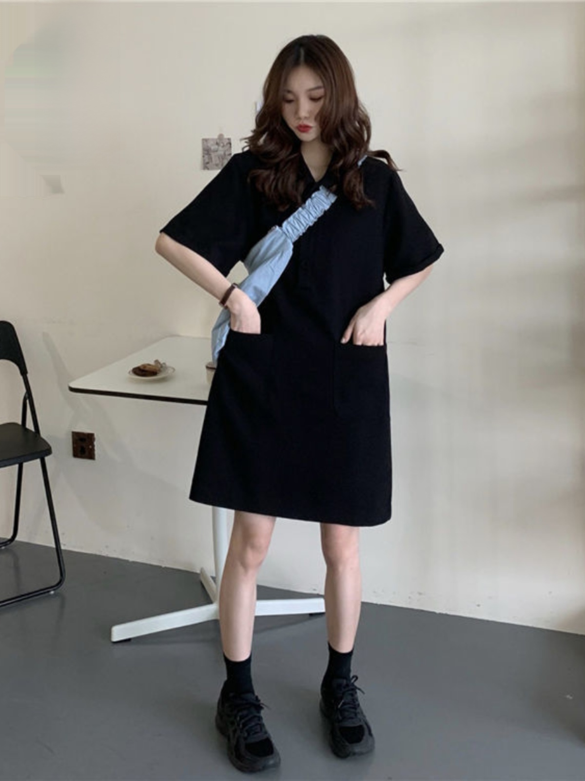 Korean Style A Line Shirt Dress - Büyük Beden A Kesim Elbise Yaka
