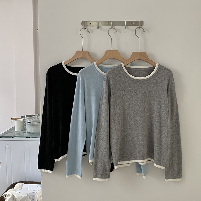 Blouses - %100 Pamuk Kadın O-Yaka Renk Bloklu