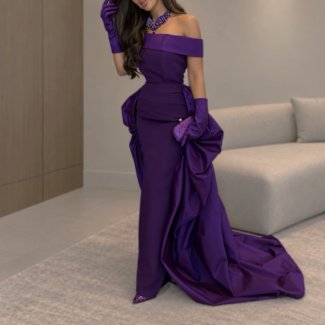 Elegant Satin Evening Gown Split - Özel Tasarım Seksi Saten Abiye Elbiseler