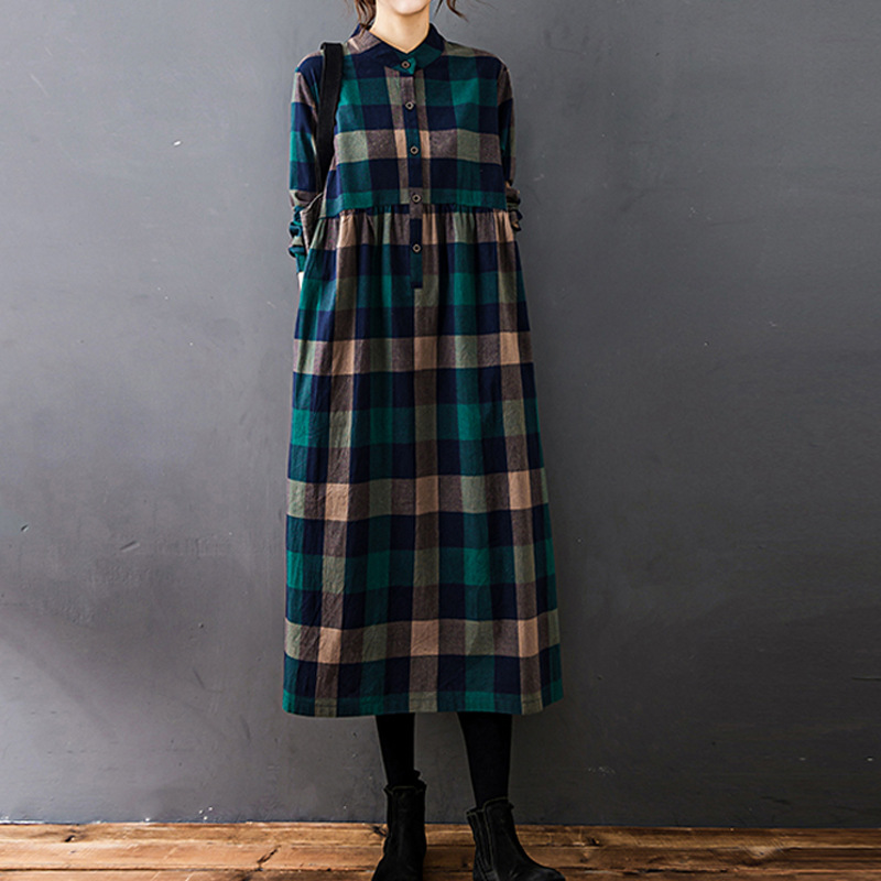 Casual Loose Linen Shirt Dress - Kadınlar İçin Sonbahar Yeni Vintage Mori