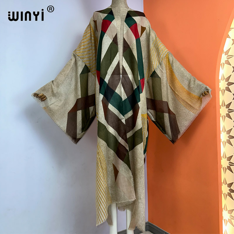 Boho Summer Beach Maxi Dress - WINYI kimono yaz boho baskı kaftans