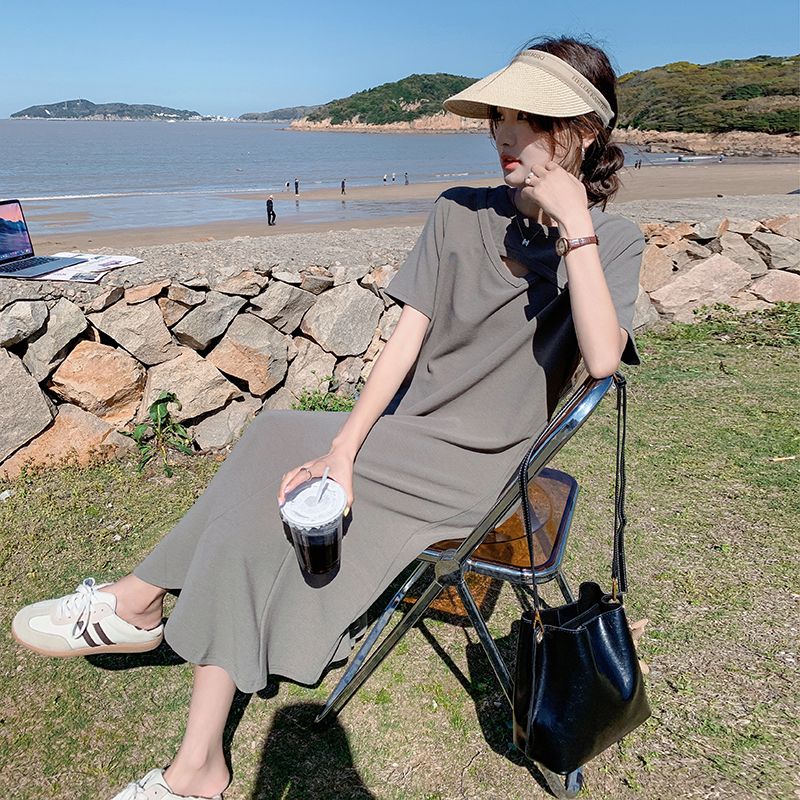 Tembel Stil Hollow Out Katı Sa - Korean Style A Line Shirt Dress incelemesi ve fiyatı