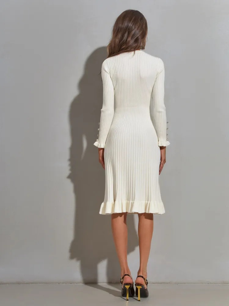 Kadın Fitilli Örgü Uzun Kollu  - Bodycon Long Sleeve Ribbed Dress incelemesi ve fiyatı