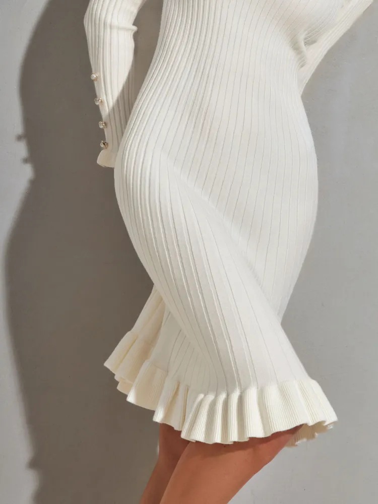 Kadın Fitilli Örgü Uzun Kollu  - Bodycon Long Sleeve Ribbed Dress incelemesi ve fiyatı