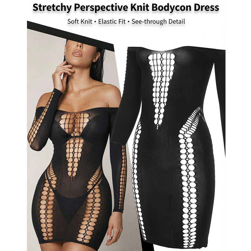 Kadınlar İçin Şeffaf File Uzun - Sexy Mesh Sheer Bodycon Dress incelemesi ve fiyatı