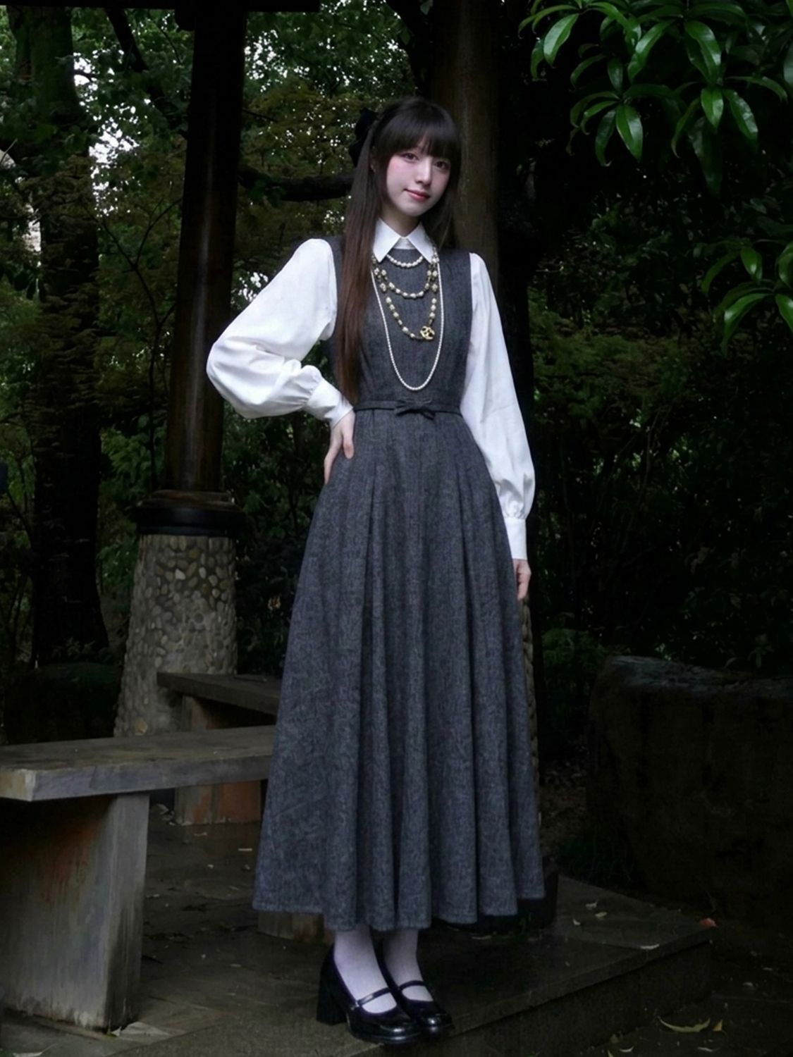 Kore Hepburn Stili 2 Parçalı E - Korean Style A Line Shirt Dress incelemesi ve fiyatı