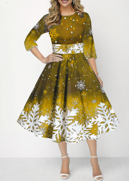 Kış Noel Elbiseleri Kadın Vint - French Vintage Floral Midi Dress incelemesi ve fiyatı