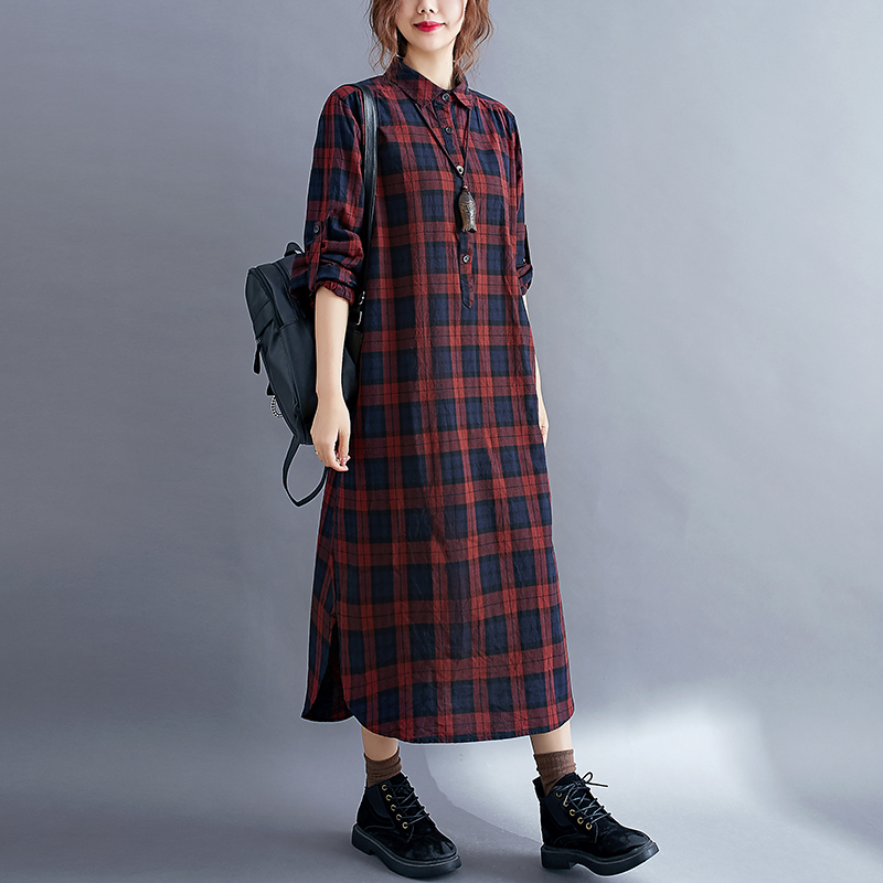 Günlük Ekose Uzun Kollu Gömlek - Korean Style A Line Shirt Dress incelemesi ve fiyatı