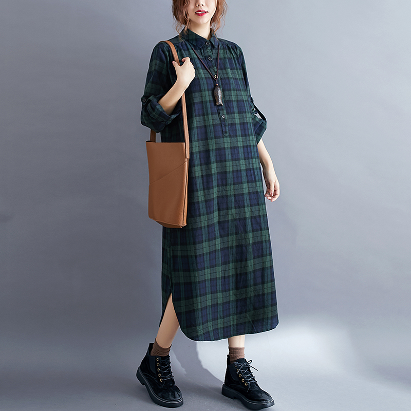 Günlük Ekose Uzun Kollu Gömlek - Korean Style A Line Shirt Dress incelemesi ve fiyatı