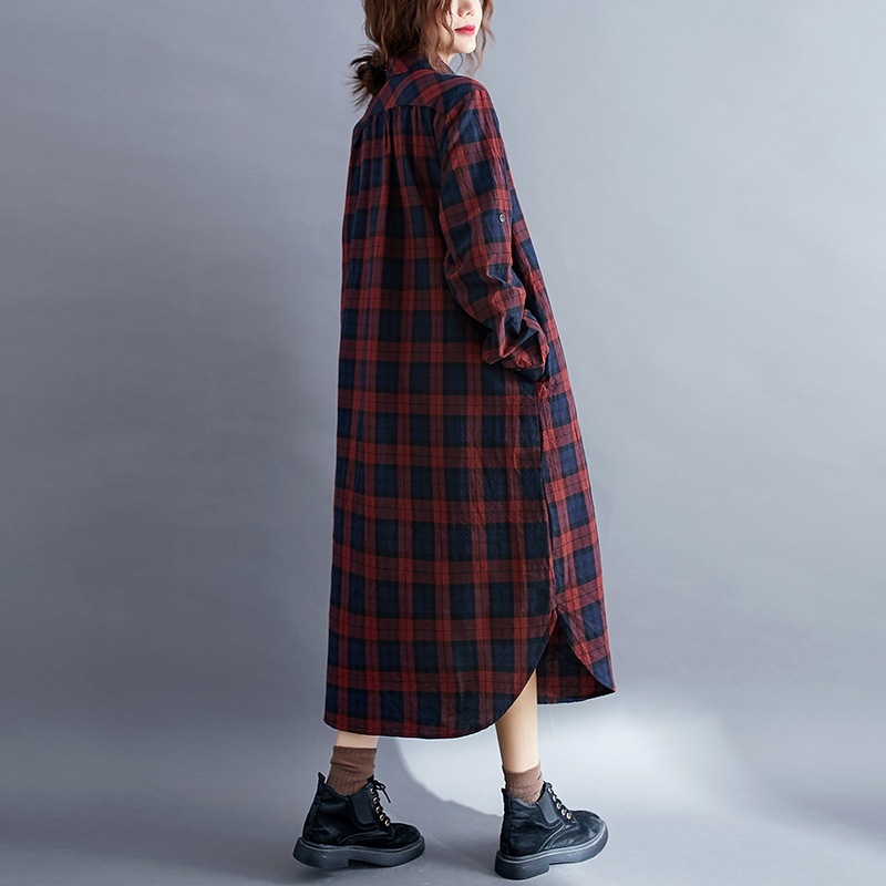 Günlük Ekose Uzun Kollu Gömlek - Korean Style A Line Shirt Dress incelemesi ve fiyatı