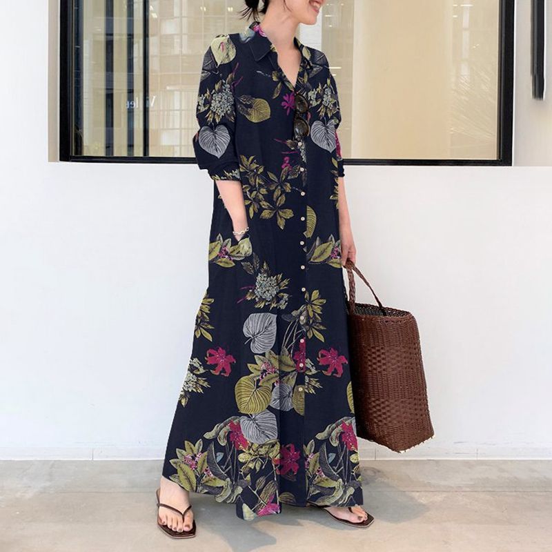 Sonbahar yeni artı boyutu günd - Casual Loose Linen Shirt Dress incelemesi ve fiyatı