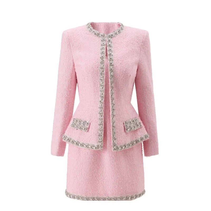 Premium Pembe Tüvit Kadın İki  - Tweed Two Piece Blazer Dress incelemesi ve fiyatı