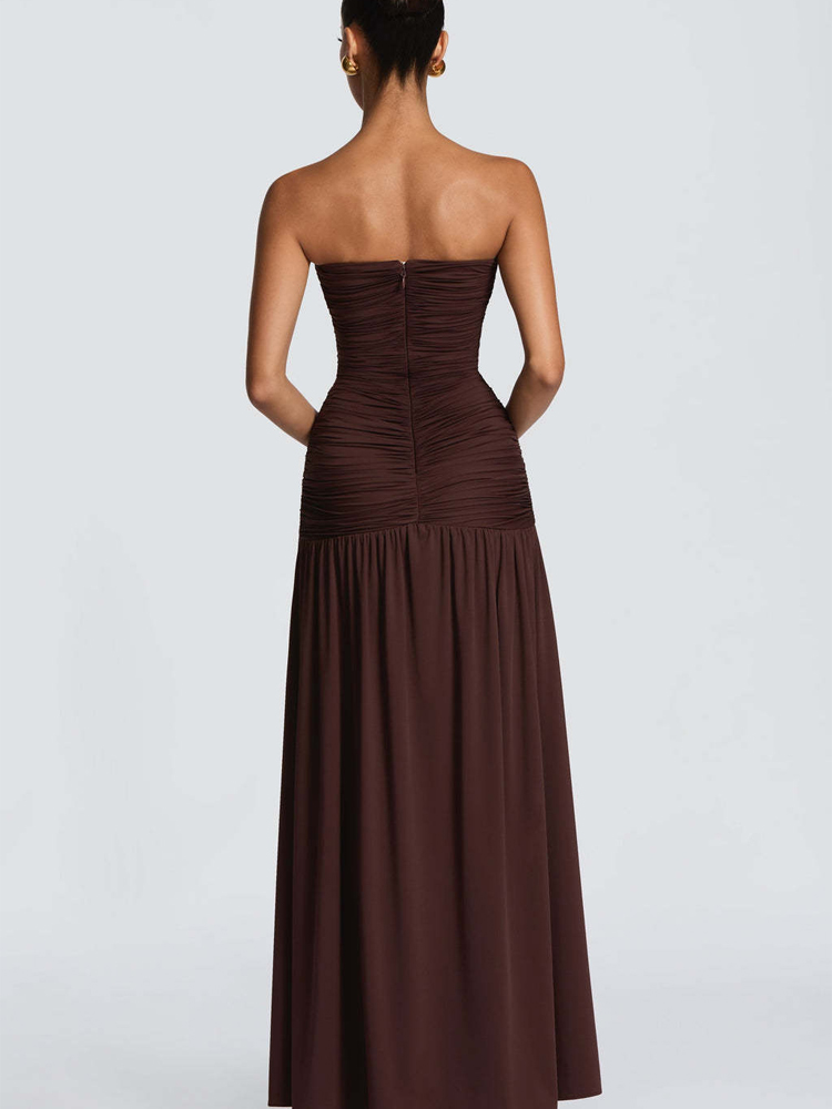 Zarif Düz Pileli Dar Uzun Elbi - Elegant Satin Evening Gown Split incelemesi ve fiyatı
