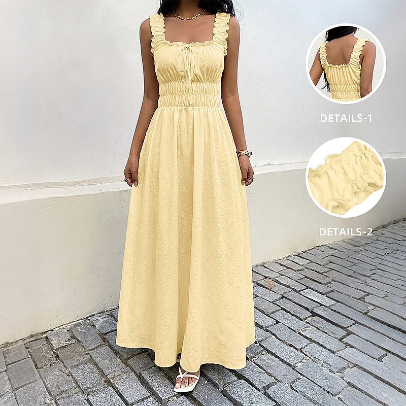 Yazlık Kolsuz Kare Yaka Elbise - Boho Summer Beach Maxi Dress incelemesi ve fiyatı