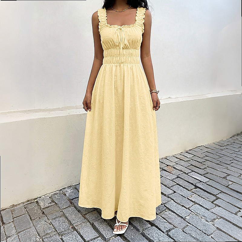 Yazlık Kolsuz Kare Yaka Elbise - Boho Summer Beach Maxi Dress incelemesi ve fiyatı