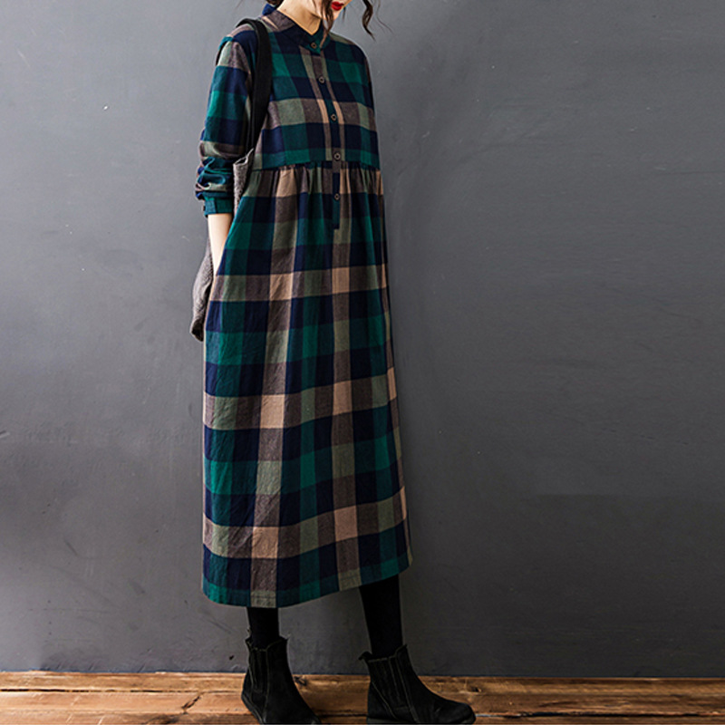 Kadınlar İçin Sonbahar Yeni Vi - Casual Loose Linen Shirt Dress incelemesi ve fiyatı