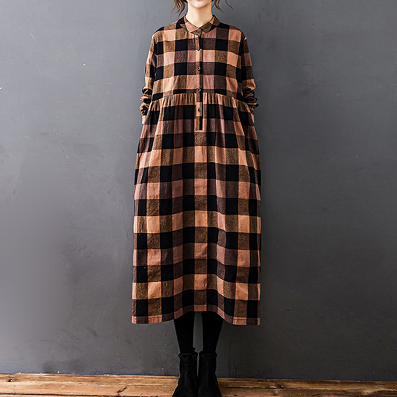 Kadınlar İçin Sonbahar Yeni Vi - Casual Loose Linen Shirt Dress incelemesi ve fiyatı