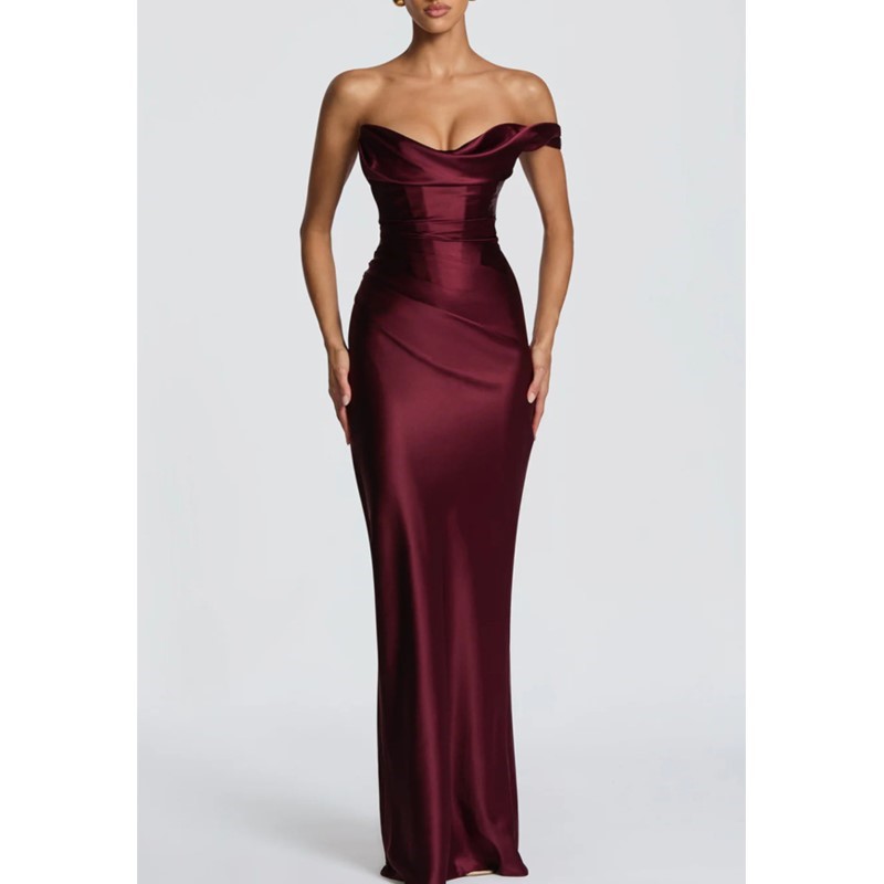 Seksi İnce Saten Elbise Zarif  - Elegant Satin Evening Gown Split incelemesi ve fiyatı
