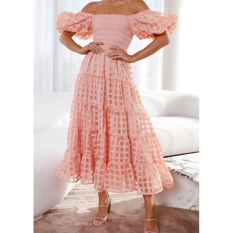 Zarif Kapalı Omuz kadın Yaz Uz - Off Shoulder Puff Sleeve Sundress incelemesi ve fiyatı