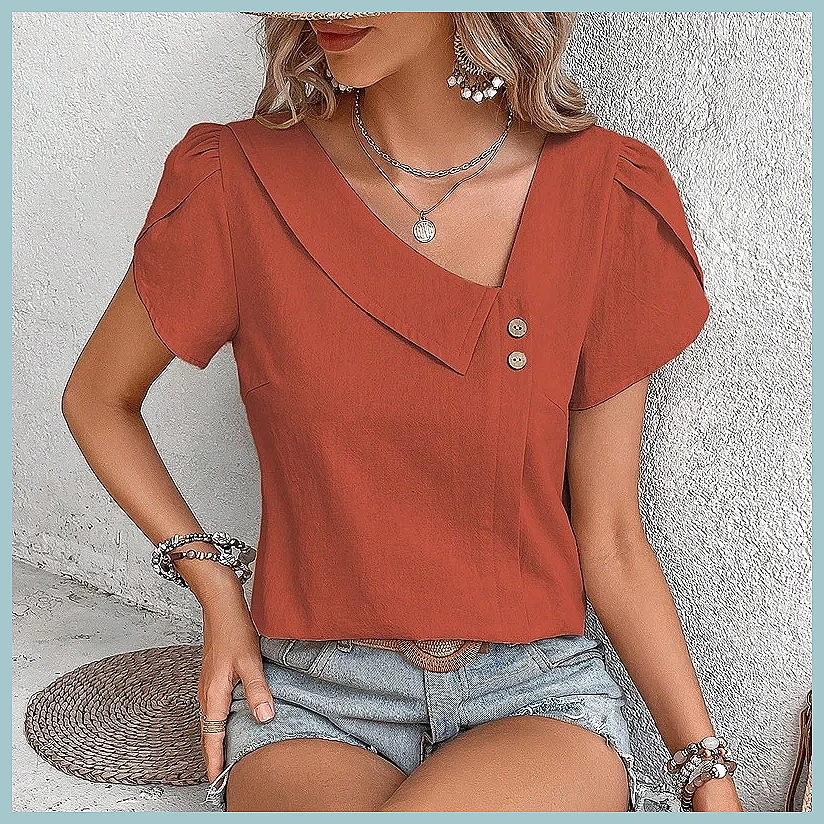 2024 Yaz Vintage Düz Renk Kadı - Blouses incelemesi ve fiyatı