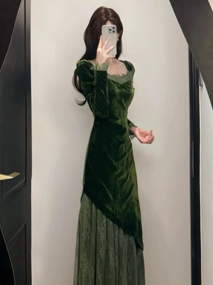 Fransız Vintage Zarif Kadife E - French Vintage Floral Midi Dress incelemesi ve fiyatı